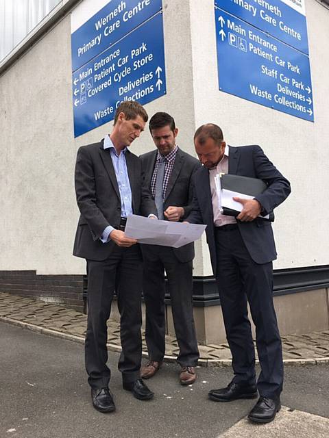 MASTERPLAN... Jim McMahon MP discusses a vision for Freehold with Oldham Council officers Darren Jones (left) and Bryn Cooke (right).