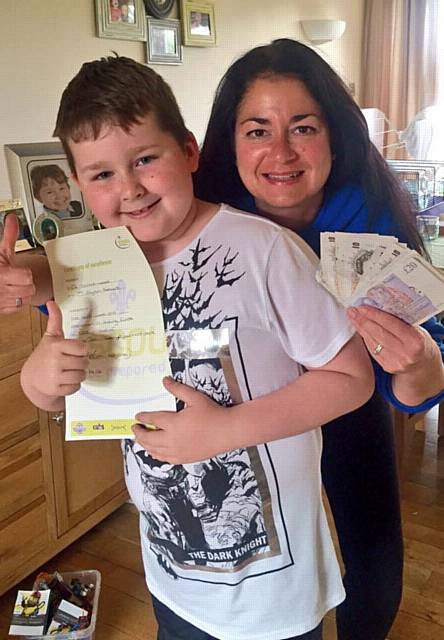 ALFIE Barlow-Wood with brain tumour charity founder Dawn Fidler