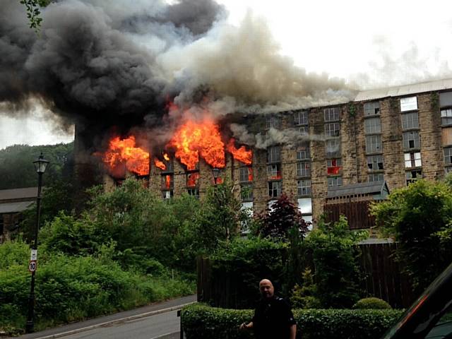 DRAMATIC scene ... as the blaze takes hold. Picture: Justine Potter.