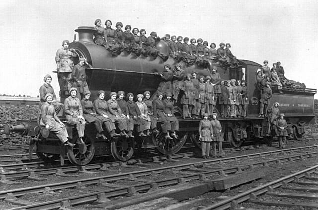 WOMEN cleaners for the Lancashire and Yorkshire Railway Company back in 1917