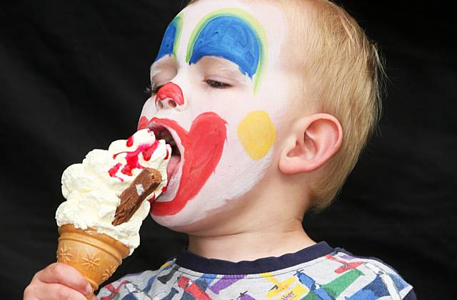 JAMES Cochrane (2) enjoying his ice cream