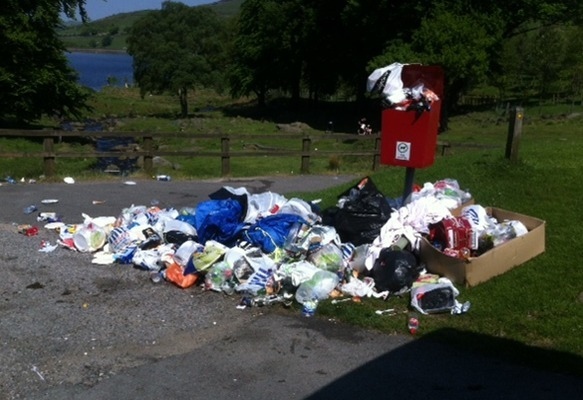 LITTER . . . at Dovestone Reservoir in a picture taken by the RSPB