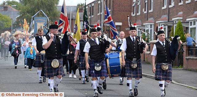 ON parade . . . Oldham Scottish Pipe Band