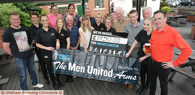 BUMPER amount ... staff and regulars at the Rose of Lancaster raised £7,500 for the Prostate Cancer charity