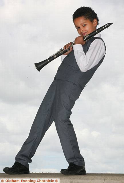 Clarinet player, Sean Sembatya (8) who performs with the North Chadderton 5 note band