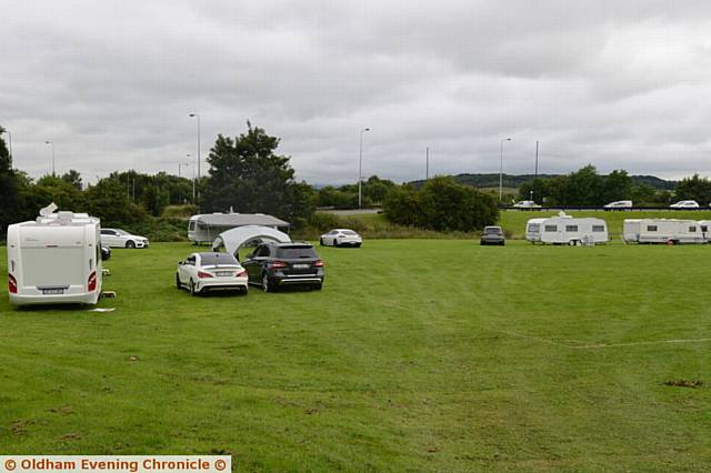 Travellers pictured on land between Chadderton Way and Broadway, Chadderton.