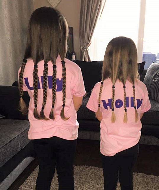 Before.... Holly and Lilly Mortin with their long hair