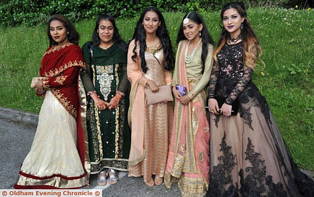 GIRLS in their finery at the prom