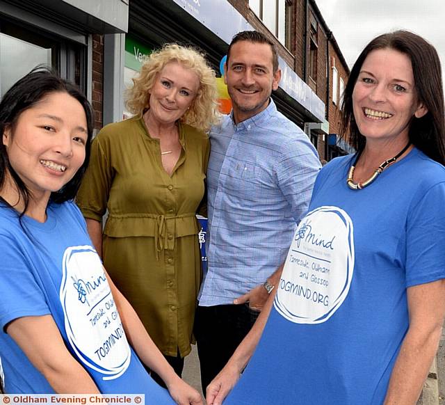 MIND'S new building launch with stars Beverley Callard and Will Mellor, with local volunteers Kittiya Andrew and Lisa Arrandale