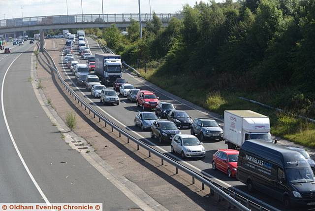 Overturned lorry on the M60 northbound, near Chadderton caused chaos on and around the motorway.