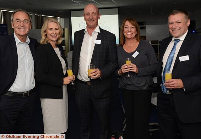 ALL smiles . . . Martyn Torr (MC), Laura Smart (KPMG), David Whaley (Chronicle managing editor), Suzanne Wright (Pearson Solicitors) and Paul Stewart (KPMG)
