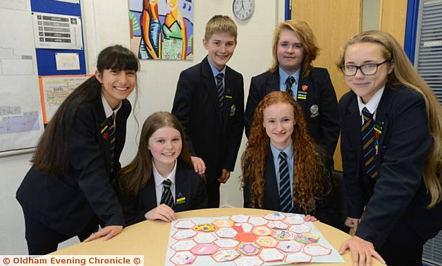 Pride in Oldham nominees peer mentors at Saddleworth School. Standing left to right, Roshni Parmar-Hill, Reece Wood, Brad Hampshire, Alana Rudd. Sitting, Libby Collard (left) and Kirsten Fletcher.