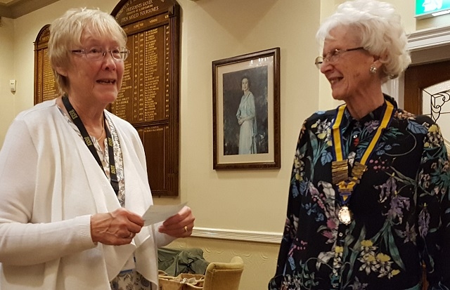 Ann Bromley with the Inner Wheel Club President, Betty Millar