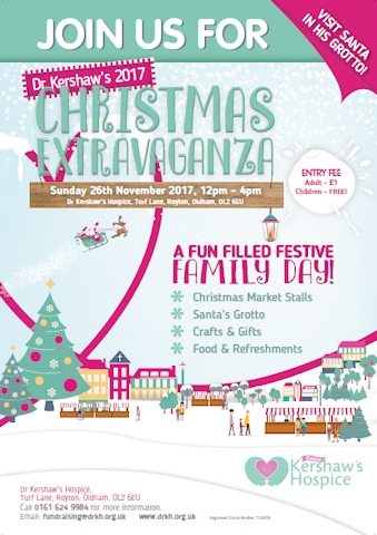 Dr Kershaw’s Hospice Christmas Extravaganza – Dr Kershaw’s Hospice, Sunday 26 November 12noon till 4.00pm