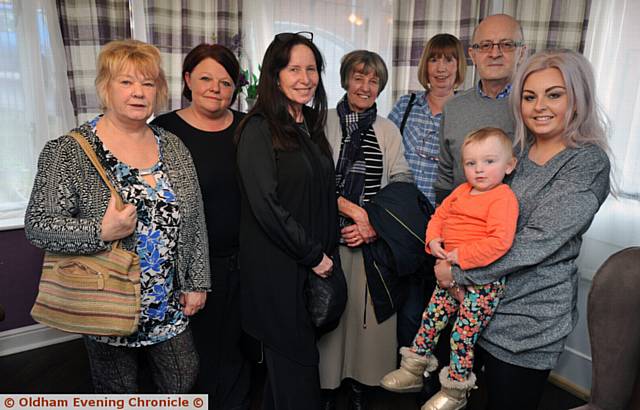 HAPPY families . . . Susan Adshead, Maggie Birch, Kathy Walsh, Jean Norbury, Maxine Callaghan, John Callaghan, Poppy Bradley and mum Beth Norbury