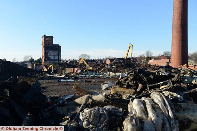 Updated photo of Maple Mill after being destroyed by huge blaze.