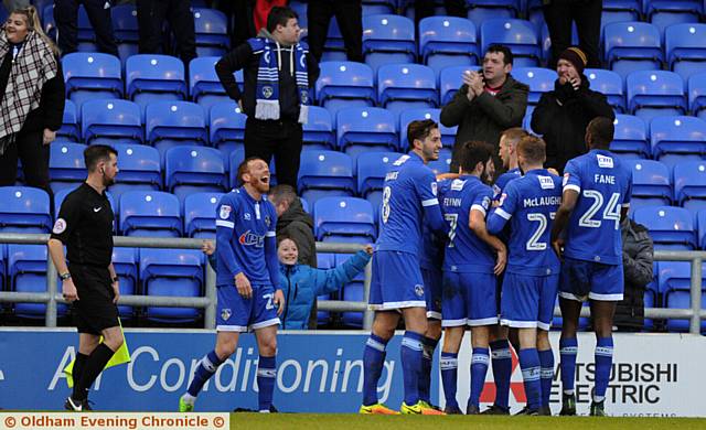 LAUGH OUT LOUD: Paul Green sees the funny side after Brian Wilson's fortuitous equaliser for Athletic