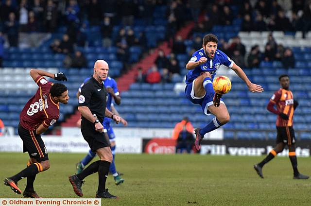 MY BALL: Ryan Flynn brings the ball under control.

