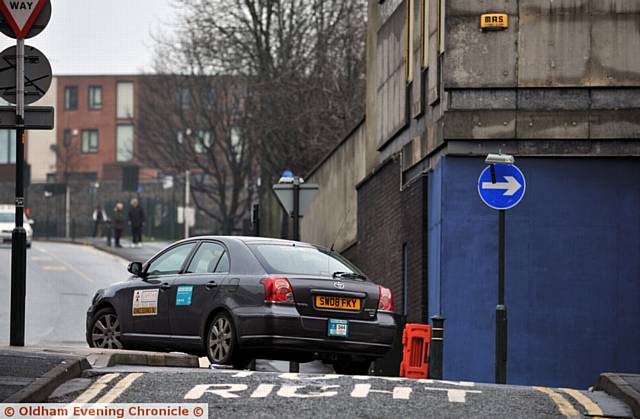 ONE way . . . but this taxi illegally turns left on to Yorkshire Street from Retiro Street
