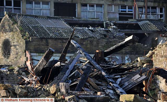 CHARRED . . . Some of the remains of Bailey Mill