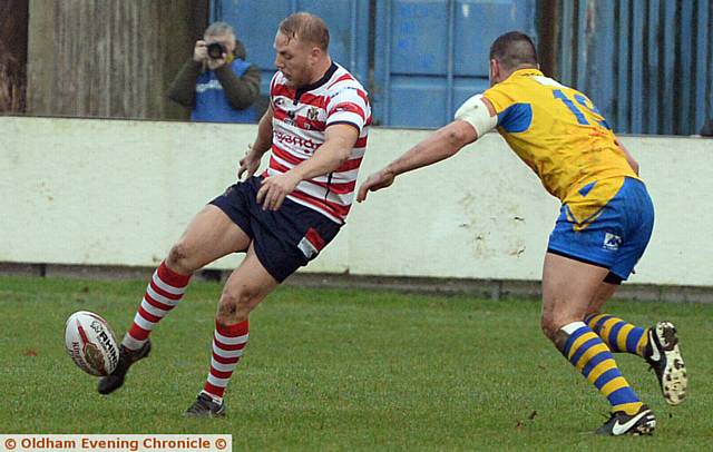 OLDHAM new boy Scott Leatherbarrow had a poor afternoon with the boot