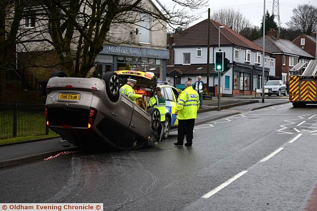 Road accident Oldham Road Grotton.