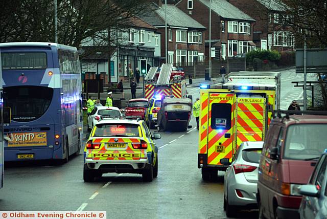 Road accident Oldham Road Grotton.