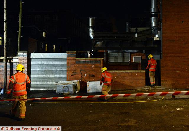 Fire behind shops on Featherstall Road North.