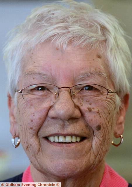 Broadfield Primary School dinner lady Florence Lowe celebrates her 80th birthday at the school where she still works.