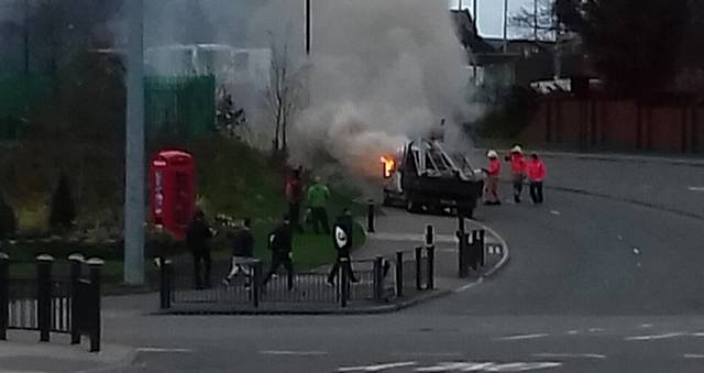 INCIDENT . . . A truck on fire on Lees Road