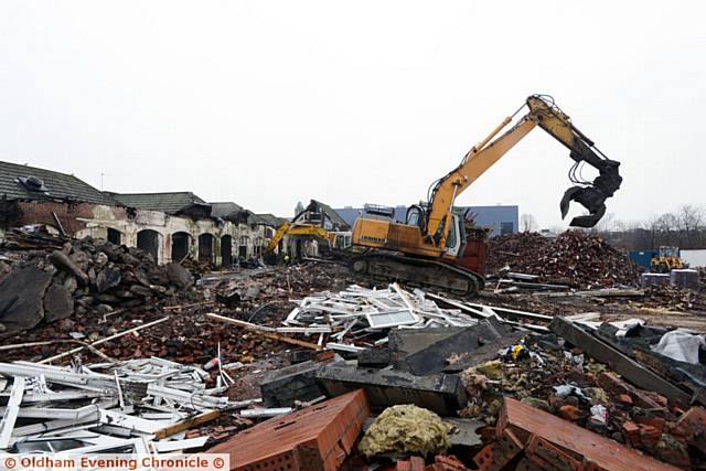 WORK . . . Byron Street School demolition in progress