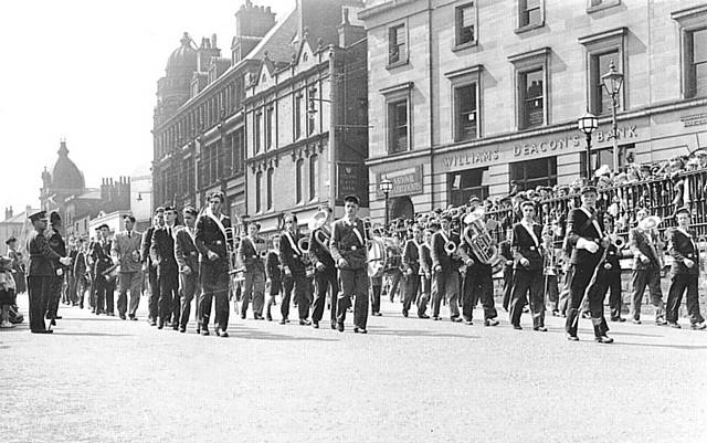 OLDHAM Boys' Brigade march in High Street in 1965