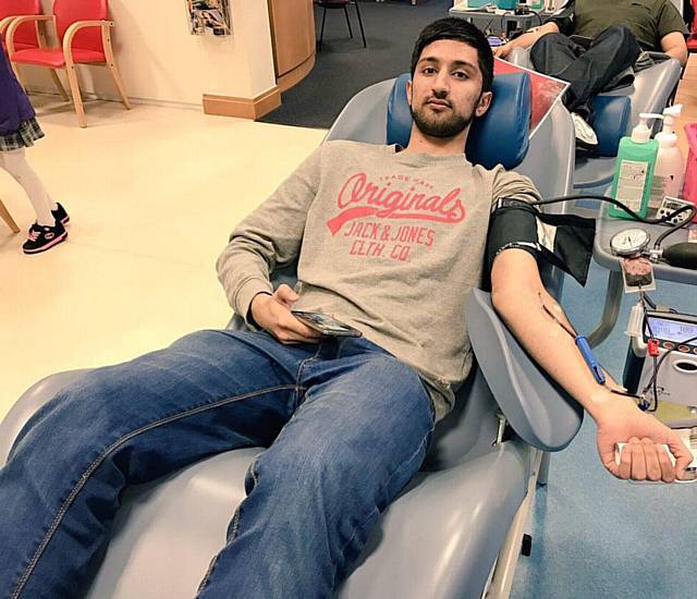 YOUTH coordinator for community activities Abdul Rafay Khan donates blood