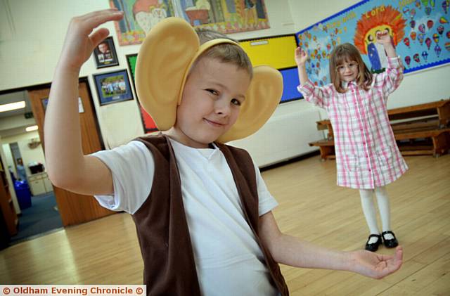 BIG Friendly Giant . . . Alfie Stott as The BFG with Lynisia Leatherbarrow as Sophie at St Joseph's