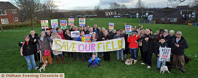 PROTEST . . . Residents and members Bardsley Community Association at the Keb Lane site
