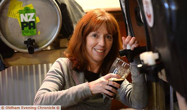 POURING the pints . . . Denise Buckley