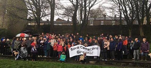 AROUND 100 residents attended a protest over Cosgrove Gardens in Mossley