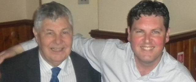 FORMER Oldham Athletic club captain Dick Mulvaney (74) pictured with son Richard