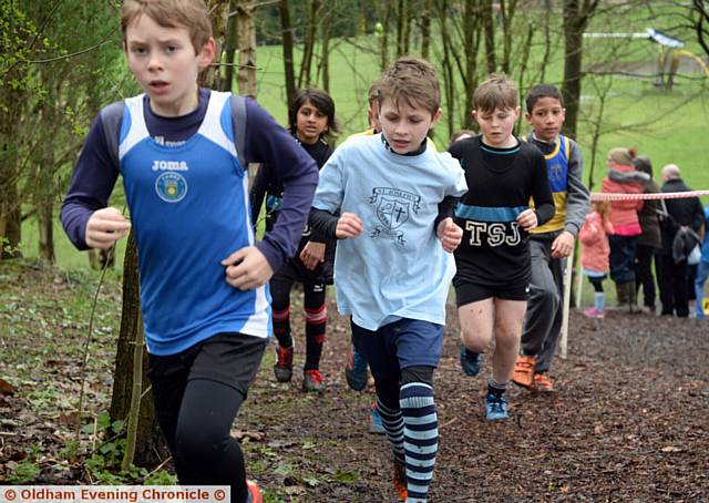 PURE FOCUS . . . the Year Five/Six boys' race is well under way