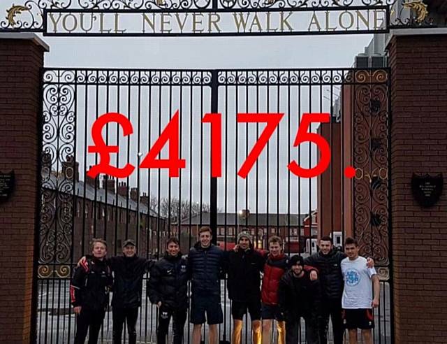 JAKE Allingan (fourth from left), with fellow members of Warwick Unversity football club, arrive at Anfield