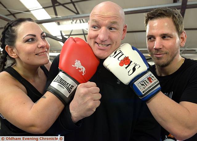 TRAINING . . . Michelle and Jonathan with (centre) coach Darren Stubbs