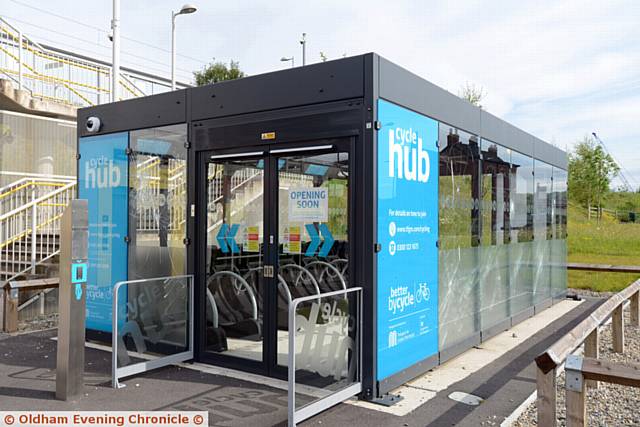 New Cycle Hub at Hollinwood Metrolink station, not yet opened, already vandalised.