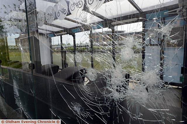 New Cycle Hub at Hollinwood Metrolink station, not yet opened, already vandalised.