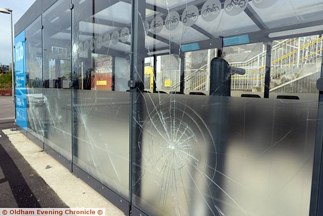 New Cycle Hub at Hollinwood Metrolink station, not yet opened, already vandalised.