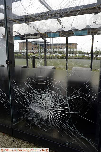 New Cycle Hub at Hollinwood Metrolink station, not yet opened, already vandalised.