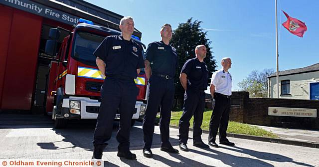 FIREFIGHTERS at Hollins Community Fire Station pay tribute