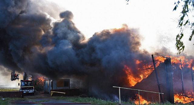 Fire at former Marland Fold School in Fitton Hill. PIC from Greater Manchester Fire and Rescue Service..