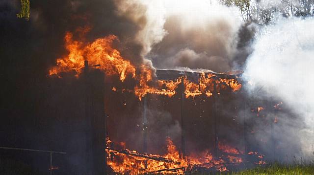 Fire at former Marland Fold School in Fitton Hill. PIC from Greater Manchester Fire and Rescue Service..