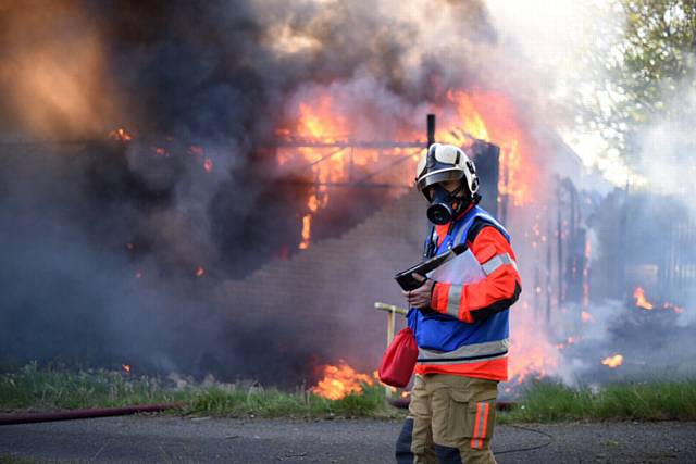 Fire at former Marland Fold School in Fitton Hill. PIC from Greater Manchester Fire and Rescue Service..