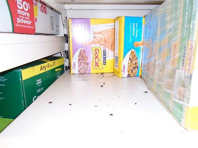 INSPECTION . . . Mouse droppings and rubbish found at Beer and Wine Shop, Greenwood Street, during a food hygiene inspection in July last year